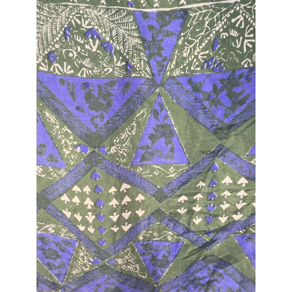 Y.N.S. Scarf Women Green Blue White Classic Rectangle Wrap Shawl